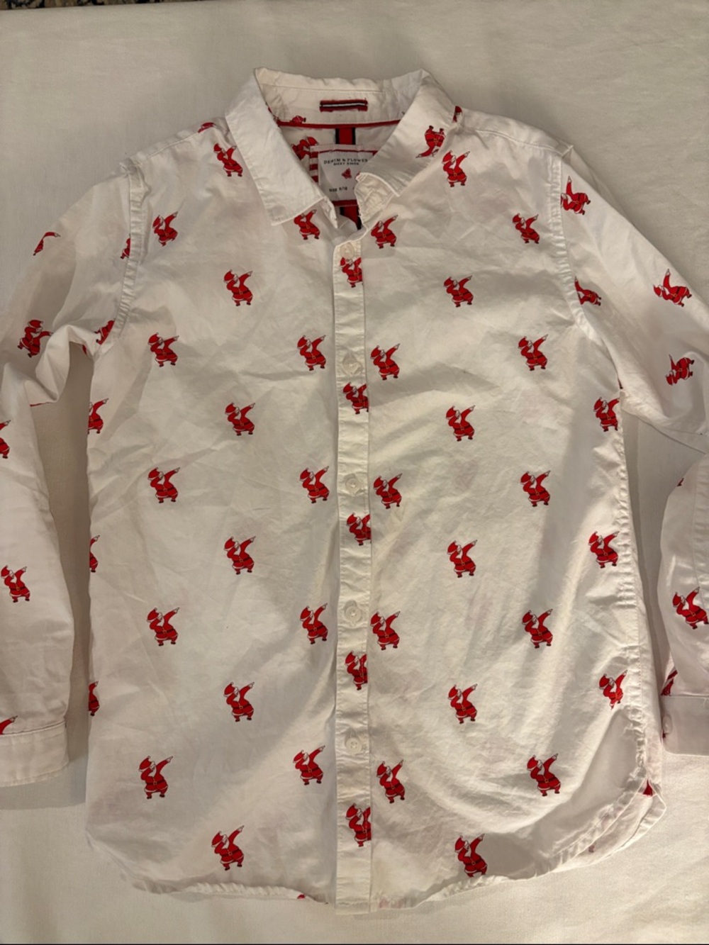 Denim & Flower White Button-Down Santa Shirt